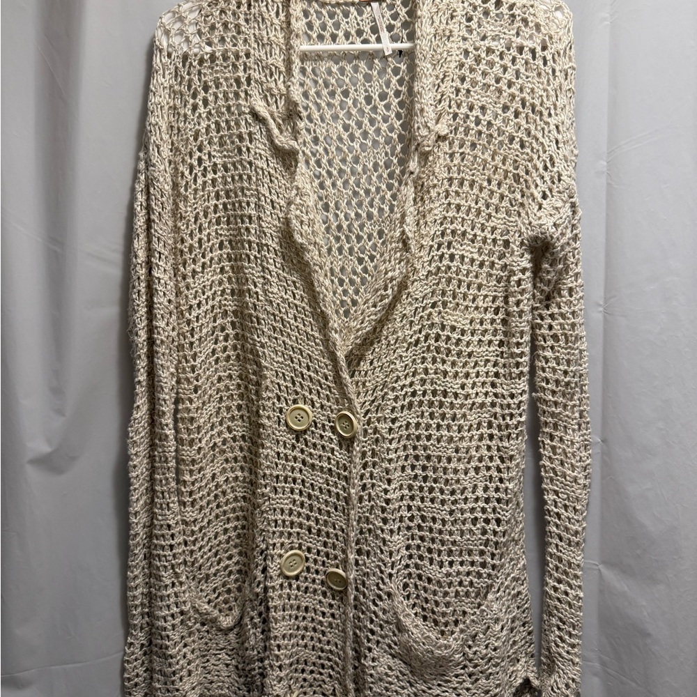 Free People Cream Open-Knit Cardigan NWOT